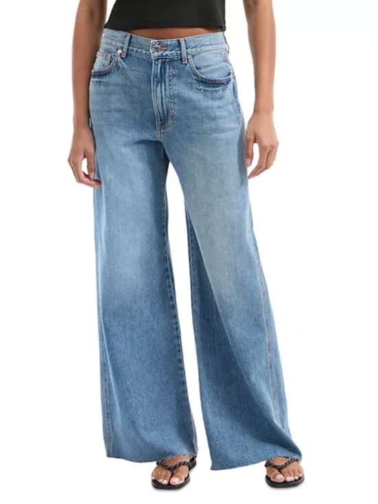 Veronica Beard Denim - Veronica Beard KASEY Raw Hem Wide Leg Jean Jeans Dusted Glare - With tags - 26
